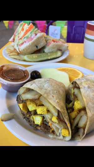 Vegan burrito and club at Steady Eddy's Cafe at the Market in Flint