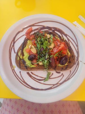 Avocado toast (half order) at Steady Eddy's Cafe at the Market in Flint