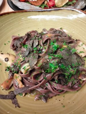 tagliatelle mushroom and truffle. at La Gastrobottega Di Giuseppe in Calpe