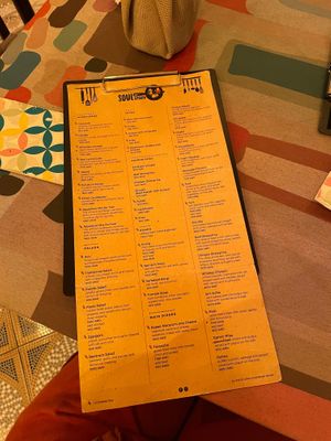 Menu (veg options are marked with a leaf) at Soul Kitchen Yerevan in Yerevan