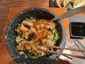 Tofu bibimbap  at Kimchee Restaurant in North London