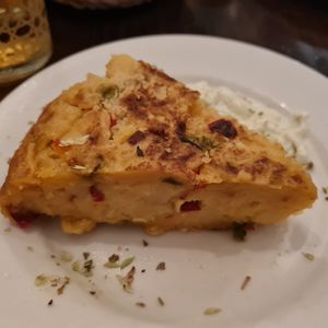 Delicious tortilla with peppers. at Seville Vegan Tours in Sevilla