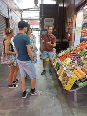 Fruits and veggies stall in Triana Market at Seville Vegan Tours in Sevilla