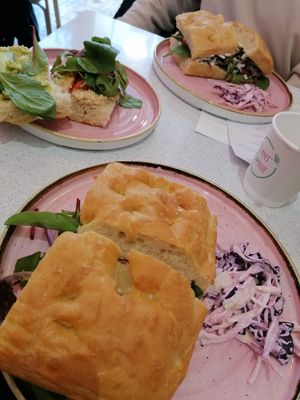 Banh Mi with tofu, a taken apart by the toddler chickpea tuna and a pesto and chickn sandwich at Plant Blonde in Glasgow