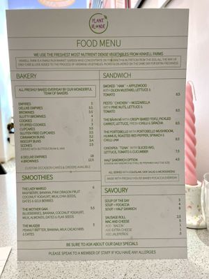Food menu   at Plant Blonde in Glasgow