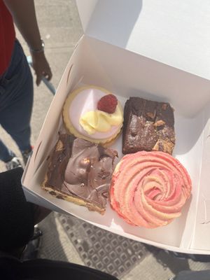 Empire biscuit, brownie, cookie dough and Viennese whirl  at Plant Blonde in Glasgow