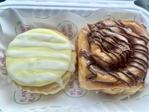 Lemon curd empire biscuit & chocolate and strawberry bun  #Veganuary at Plant Blonde in Glasgow