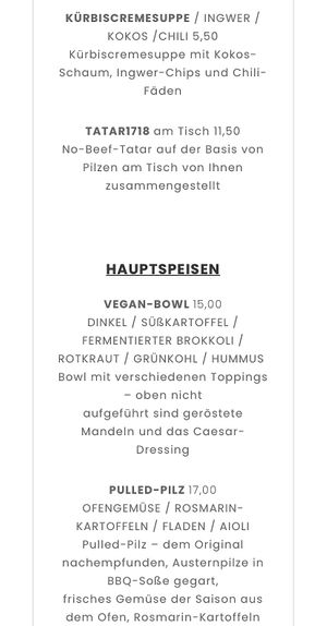 Menu   at Steinhaus1718 in Budingen