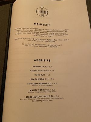 Menu   at Steinhaus1718 in Budingen