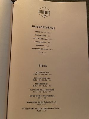Menu   at Steinhaus1718 in Budingen