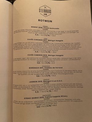 Menu   at Steinhaus1718 in Budingen