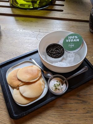 vegan beluga lentil caviar at Steinhaus1718 in Budingen