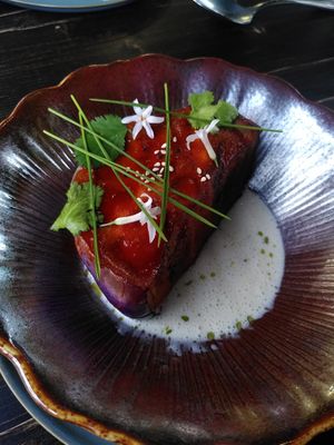 Gochujang Aubergine at Steinhaus1718 in Budingen