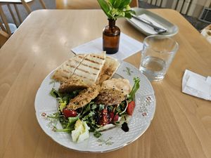 falafel, salad, pita at Kavárna Nota in Pardubice