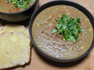 Corn Chowder and Beer Bread at Veggie Reaper Inc in Center Point