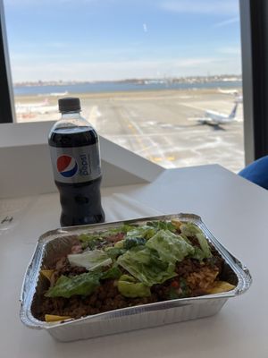 Nachos with Impossible ground beef  at LGA - Dos Toro - TB in Queens
