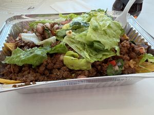 Nachos with Impossible ground beef  at LGA - Dos Toro - TB in Queens