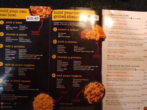 Everything that's vegan is marked on printed menu and big menu in shop. at I Heart Mac & Cheese in Naples