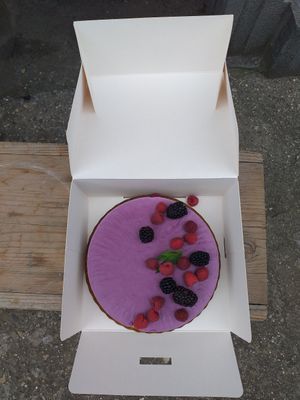 Blueberries and mint raw vegan cake at Răsfățul Vegan in Alba Iulia