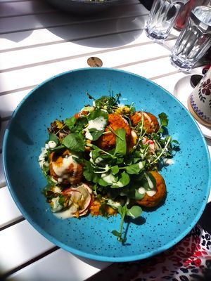 Falafel bowl from lunch menu at Bowe's Foodhall & Cafe in Durrow