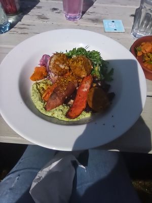 Falafel and sweet potato buddha bowl at Bowe's Foodhall & Cafe in Durrow