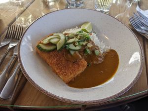 Vegan crispy tofu katsu curry at The Bluebell Inn in Ashbourne