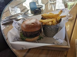 Vegan falafel stack burger at The Bluebell Inn in Ashbourne