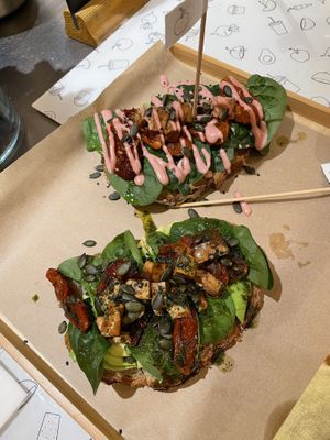 Avocado toast  at Froots & Roots in Barcelona