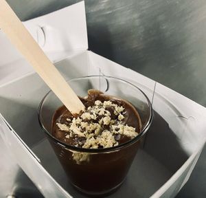 Vegan bitter chocolate mousse with halva! at La Baguette in Athens