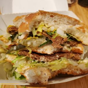 Patties could be a little thicker. at Plant Power Fast Food in Hollywood