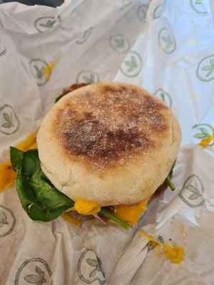 vegan egg burger at Plant Power Fast Food in Hollywood