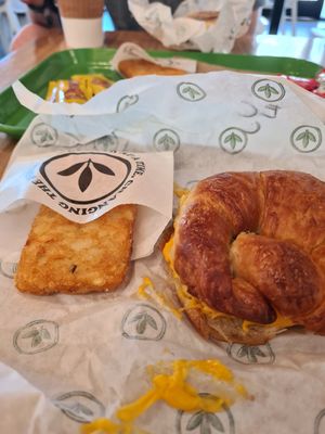 hashbrown and cheese croissant at Plant Power Fast Food in Hollywood