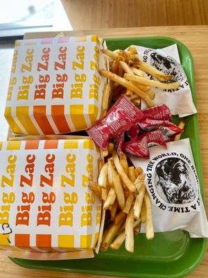 Big Zac Burgers with Fries at Plant Power Fast Food in Hollywood
