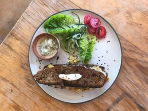 Breakfast sourdough sandwich  at Casa de Barro in San Sebastian Rio Hondo