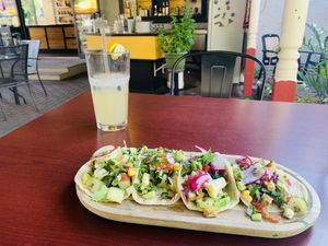Vegan tacos and lemonade  at Resto Bar Lolita in Mont-tremblant