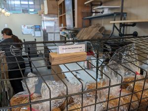 Vegan flax bread loaf to take (tried it!) at Nuflours Bakery in Seattle