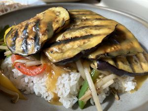 Stir fried aubergine with miso ginger sauce  at Soho in Newcastle Upon Tyne