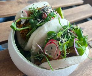 Aubergine bao buns  at Kamado Kitchen  in Morzine