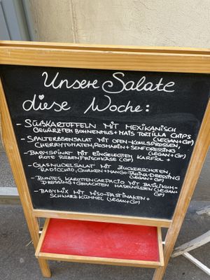 All gluten free. 5 out of 6 are vegan from the salad menu  at Hidden Kitchen - City in Vienna