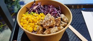 Vegan teriyaki chicken rice at Catsu in Doncaster