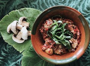 Champi-chori-queso 😋🌱  at Mandragora Vegan in Mexico City