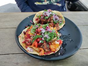 Huge tacos! at Mandragora Vegan in Mexico City