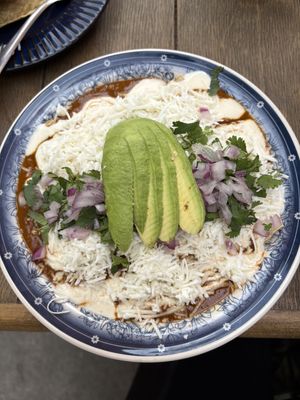 Enchiladas de mole   at Mandragora Vegan in Mexico City