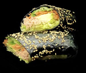 Summer roll with vegan spicy tuna   at Salmoon in Miami