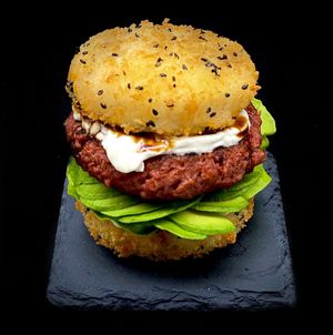 Sushi Beyond burger (🤩)  at Salmoon in Miami