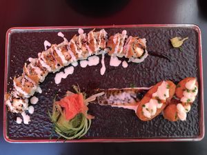Sahara Roll, Chives and Cream Inari Boats  at Salmoon in Miami