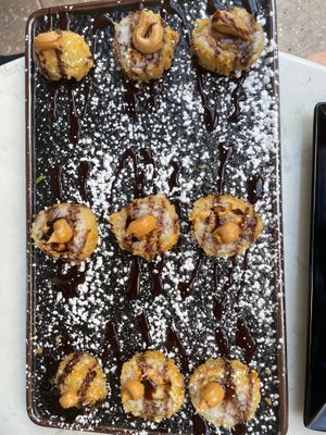 Delicious Banana Peanut butter rolls for dessert. at Salmoon in Miami