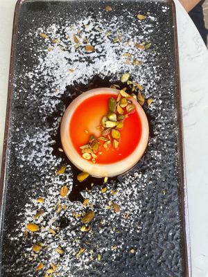 Malabi dessert (Turkish pudding with coconut cream, pistachios and rose water.) at Salmoon in Miami