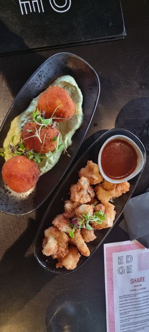 Arancini balls & popcorn cauliflower at Edge in Geelong