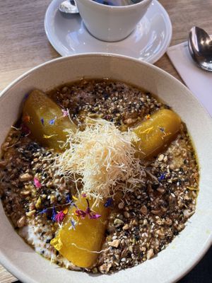 Porridge oats are under that awesome layer of seeds. July 2024    at Exchange in Adelaide